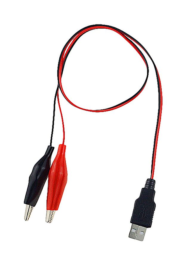 USB-A naar krokodillenklemmen 35mm rood/zwart 50cm kabel